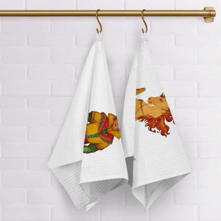 Набор полотенец вафельных Сказки о героях "Федоскино" 40х70